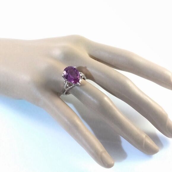 Alexandrite-Color Sapphire Ring Pear 6.4 Carats Size 7 - Picture 6 of 7